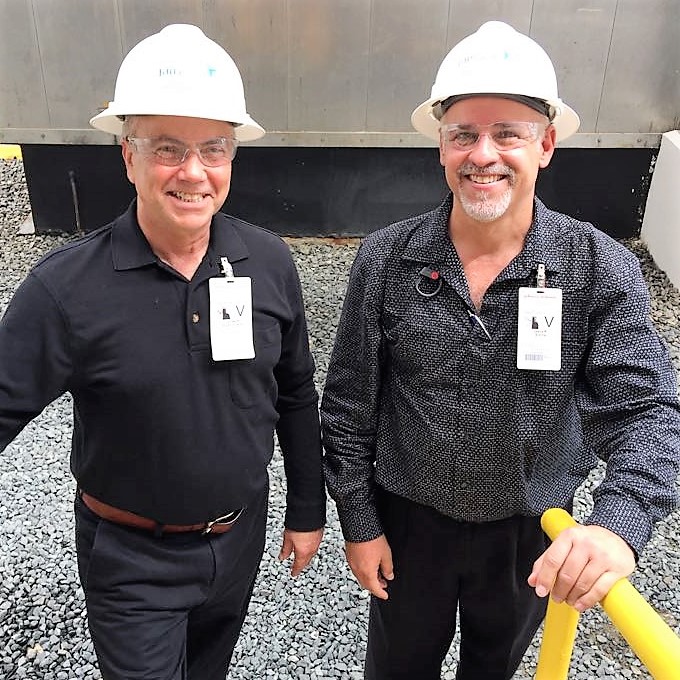 James Reyes-Picknell and Jesus Sifonte on an industrial site